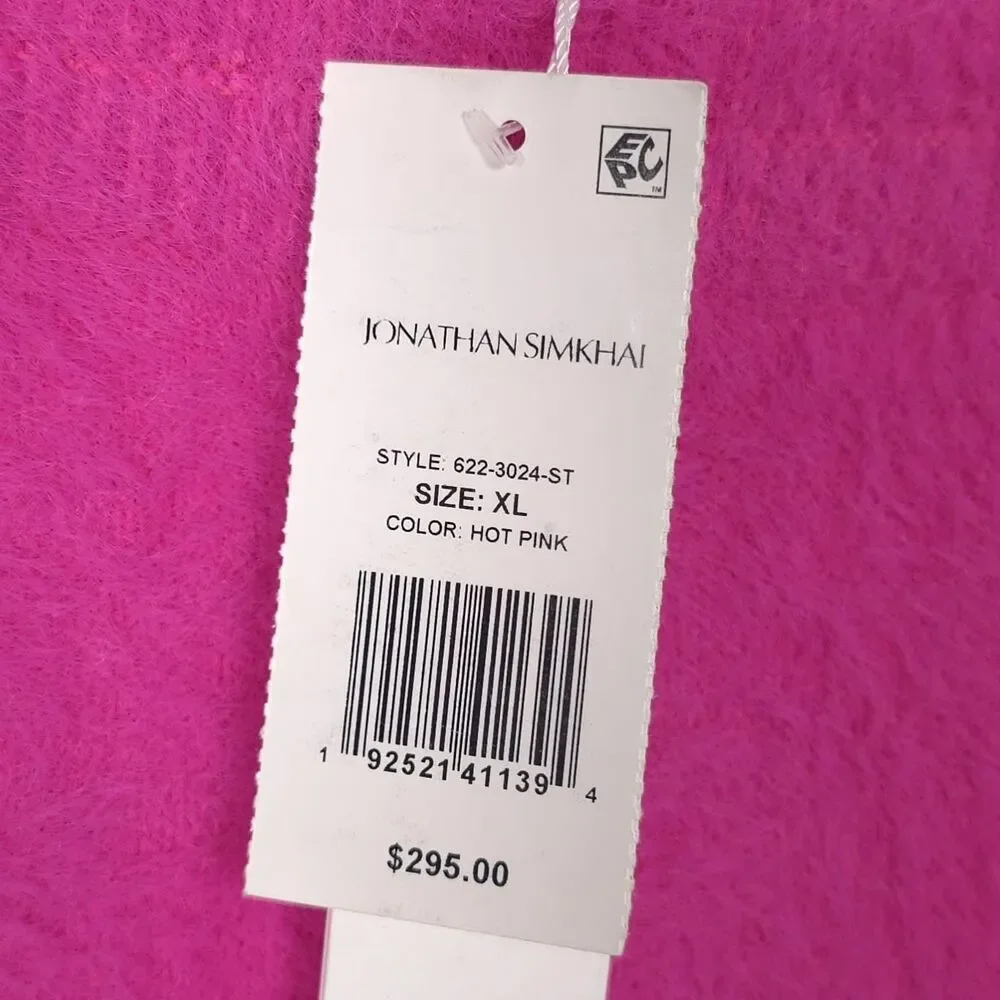 JONATHAN SIMKHAI Women's New XL Mini Skirt Hot Pink Barbie Fuzzy Soft Glam